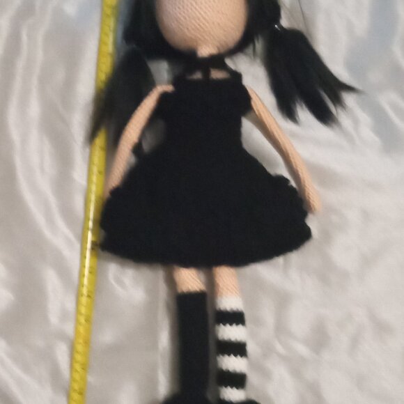 Two handmade crochet-doll and whte poddle w/purple flwr blk outfit pnk complxion - Picture 5 of 8